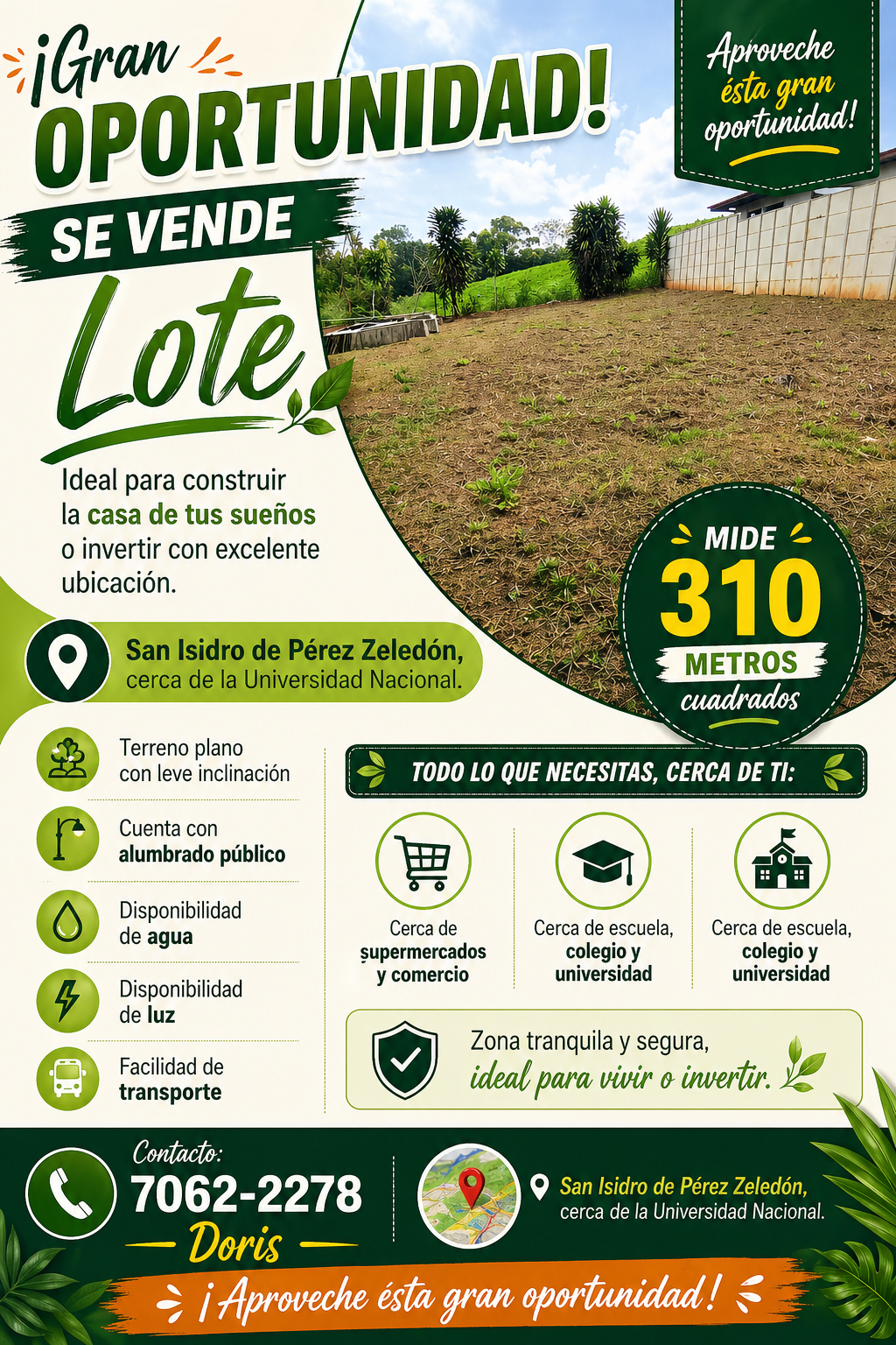 Terreno en San Isidro del General